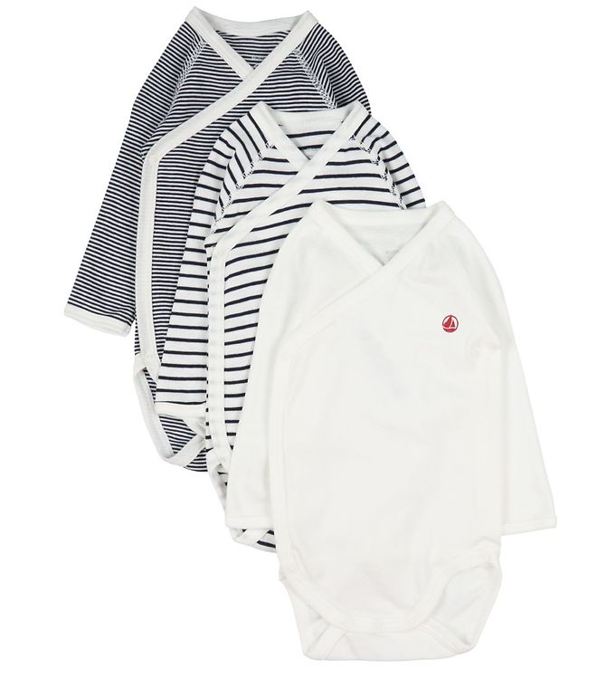 3-Pack Stripe Baby Bodies White