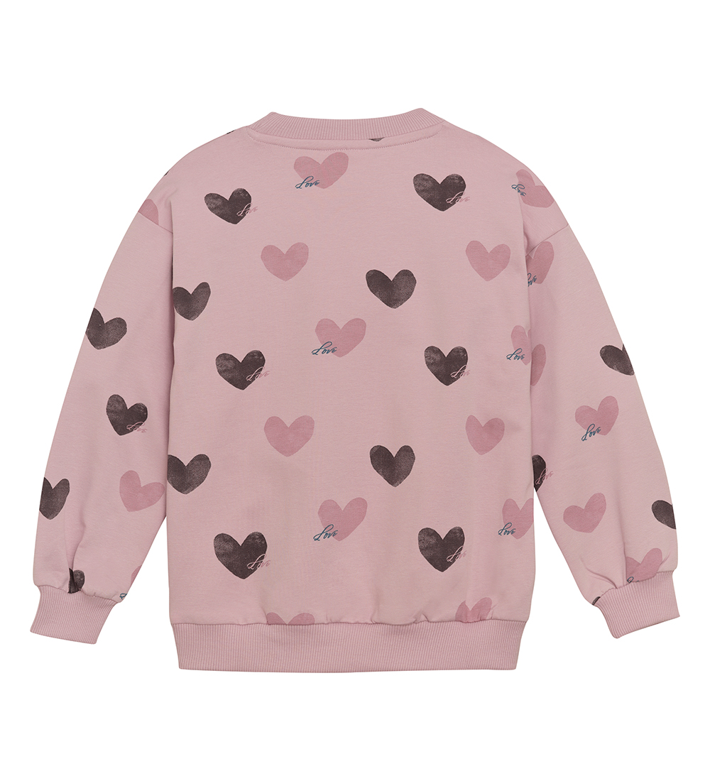 Minymo Sweatshirt - Dawn Rosa m. Hjärtan