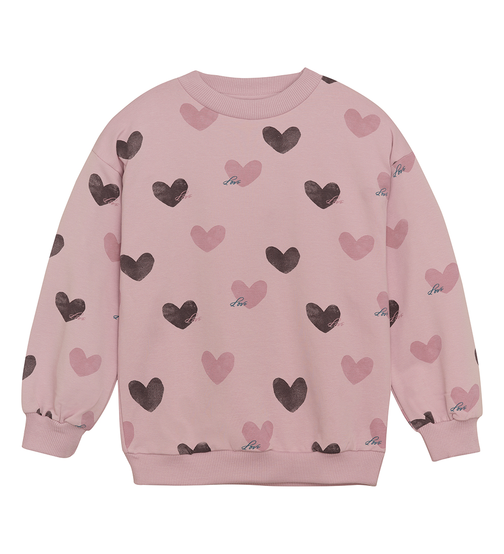 Minymo Sweatshirt - Dawn Rosa m. Hjärtan