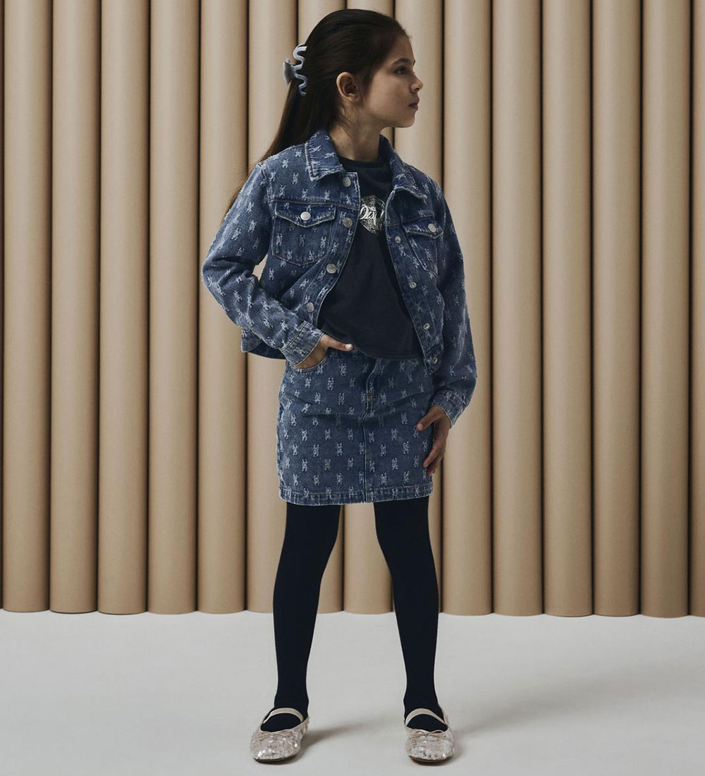 Name It Skirt - NkfBente - Dark Blue Denim w. Pattern