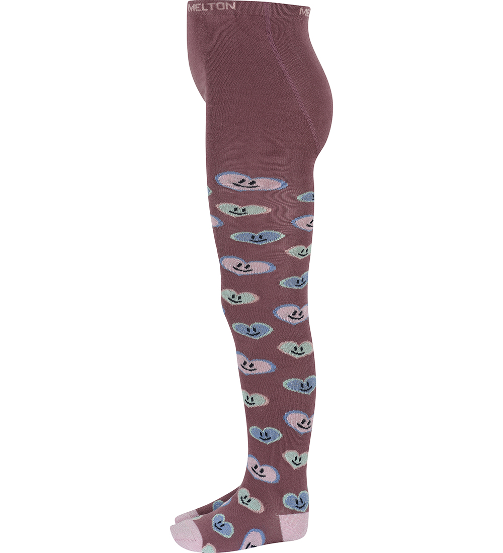 Melton Tights - Happy Hearts - Grape Shake