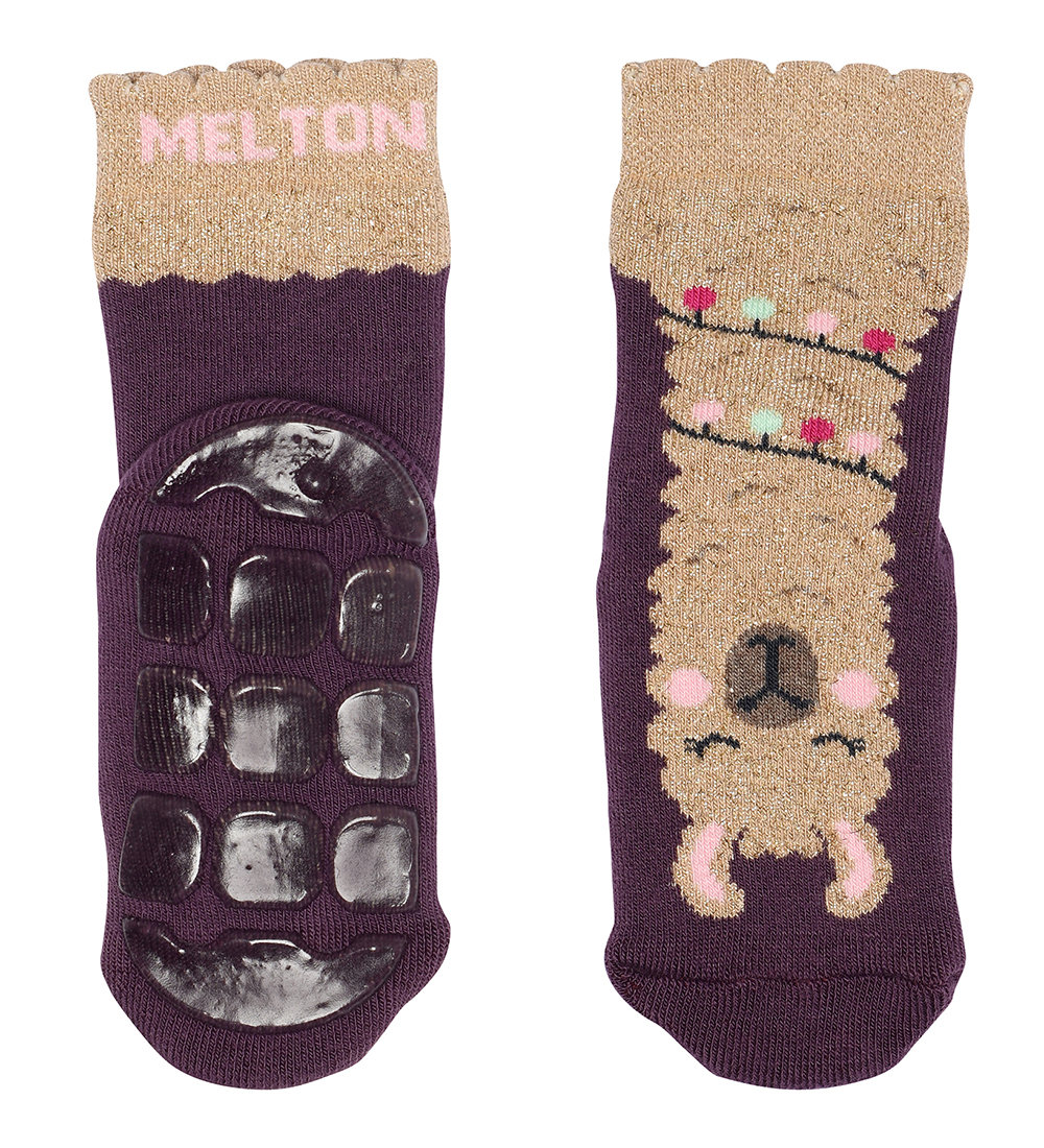 Melton Socks - Llama - Anti-Slip - Hydrangea