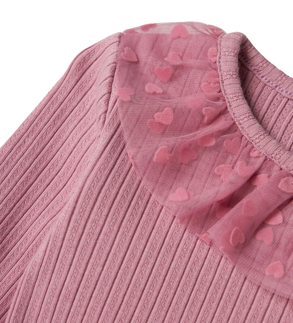 Name It Blouse - Rib - NmfNajas - Mauve Orchid w. Hearts