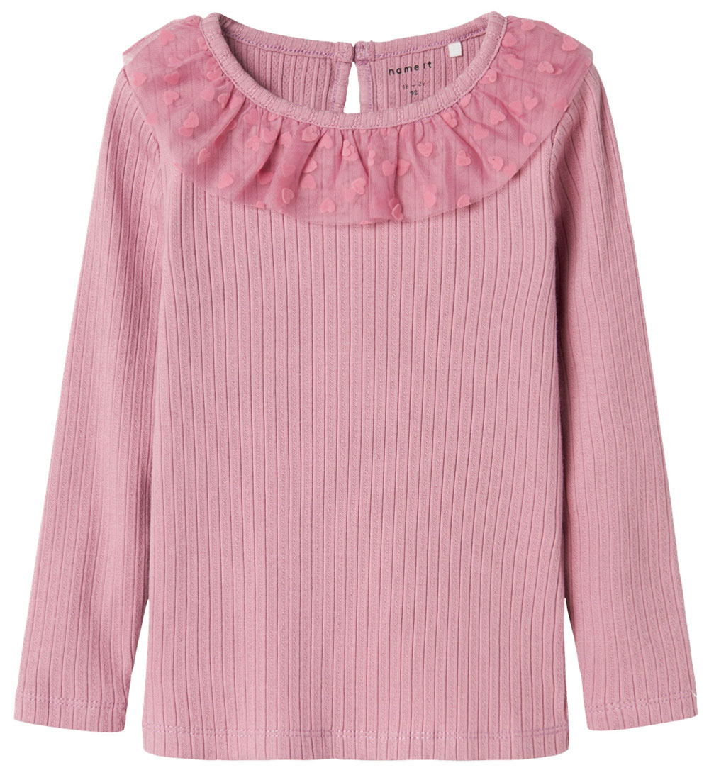 Name It Blouse - Rib - NmfNajas - Mauve Orchid w. Hearts