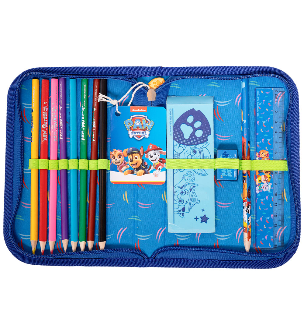 Paw Patrol Pencil Case w. Contents - Blue w. Print