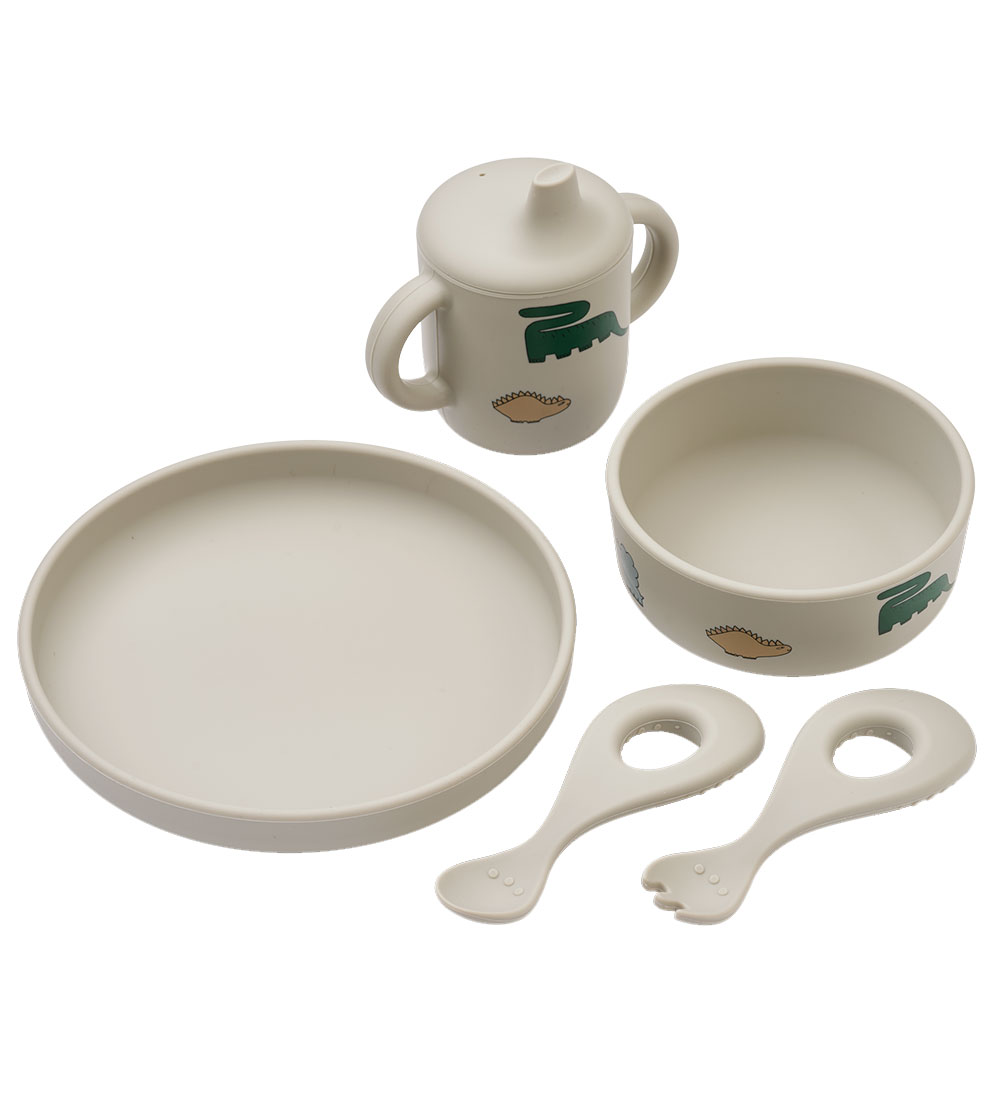 Liewood Dinner Set - Silicone - 4 Parts - Ryle - Dinosaurs/Mist