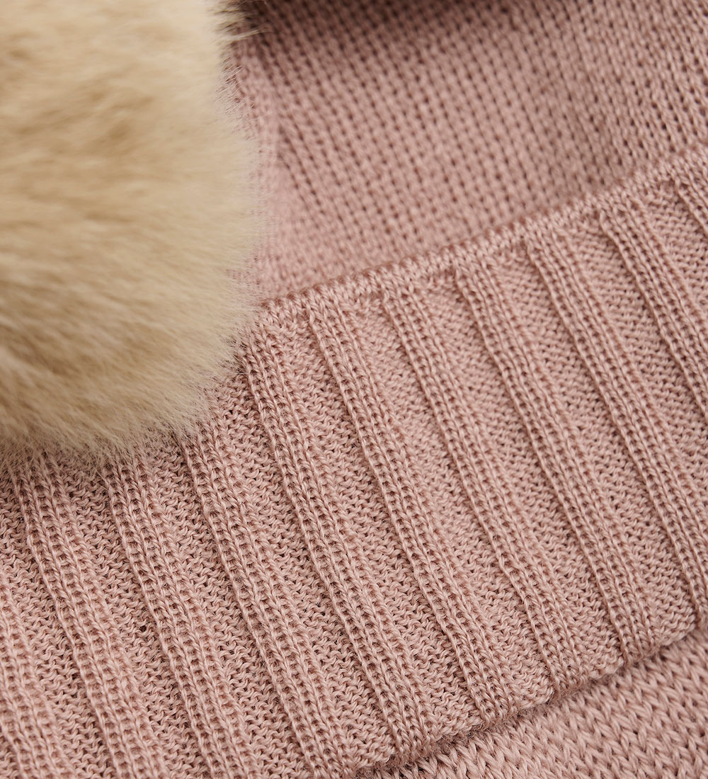 Huttelihut Beanie w. Earflaps - Knitted - Wool - Mahogany Rose w