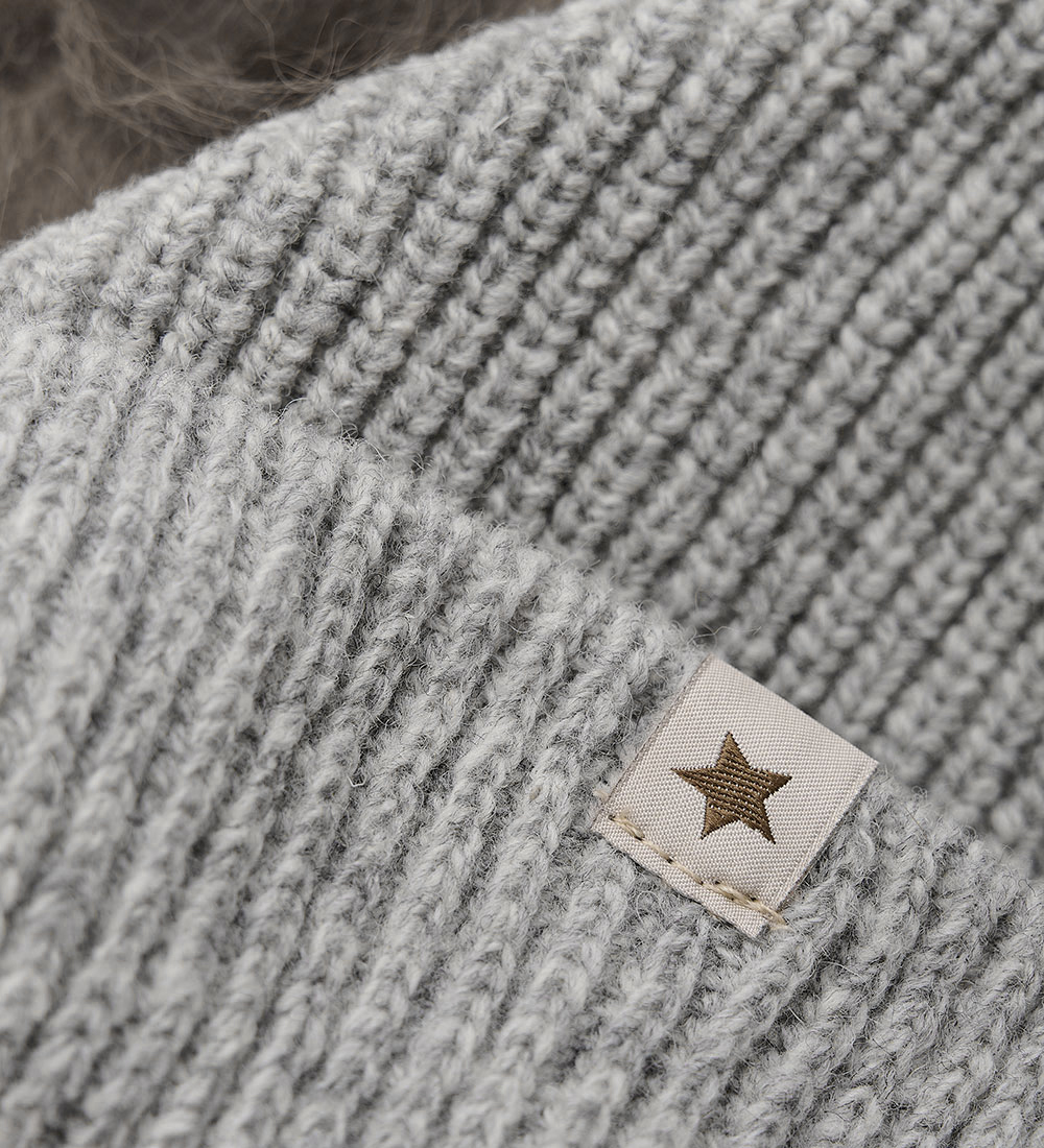 Huttelihut Beanie - Wool/Cotton - Knitted - Medium+ Grey Melange