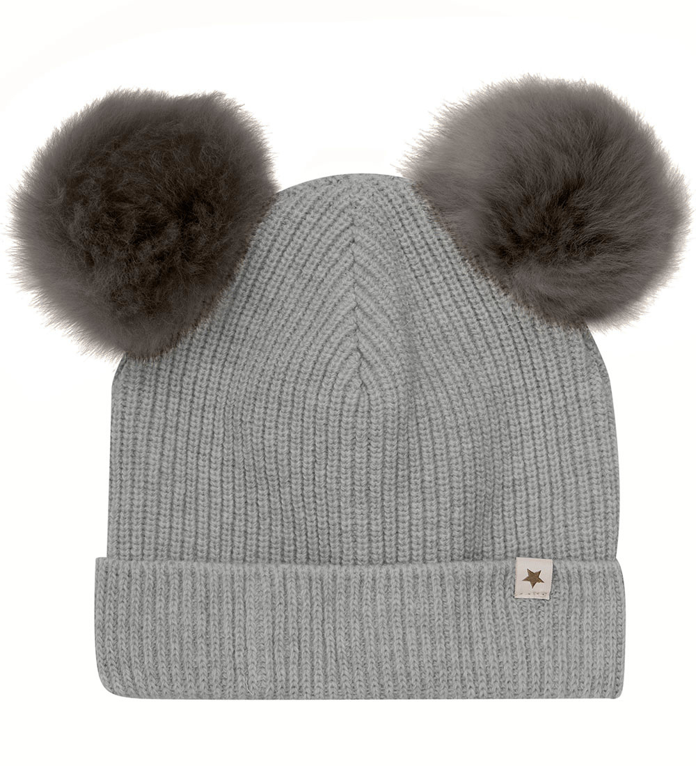 Huttelihut Beanie - Wool/Cotton - Knitted - Medium+ Grey Melange