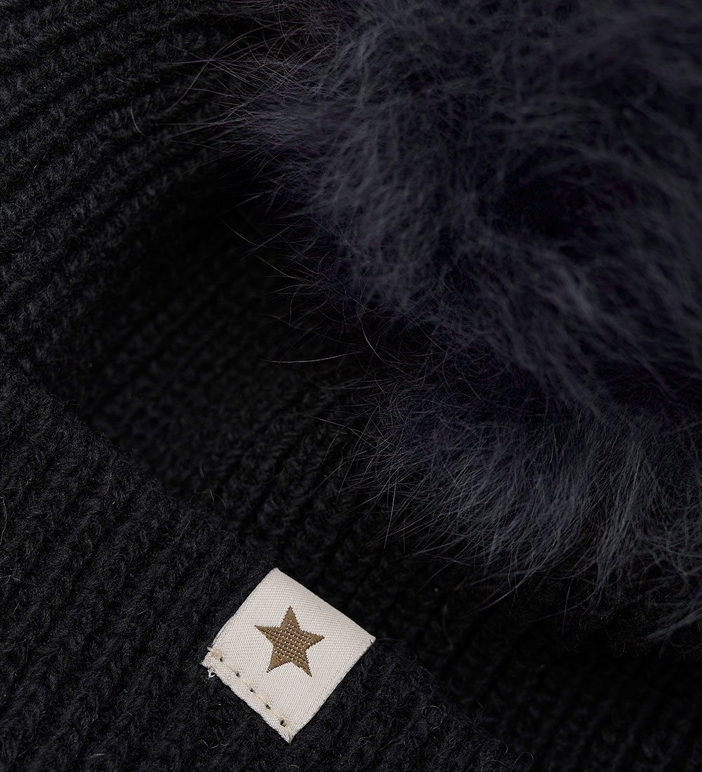 Huttelihut Beanie - Wool/Cotton - Knitted - Phantom w. Tassels