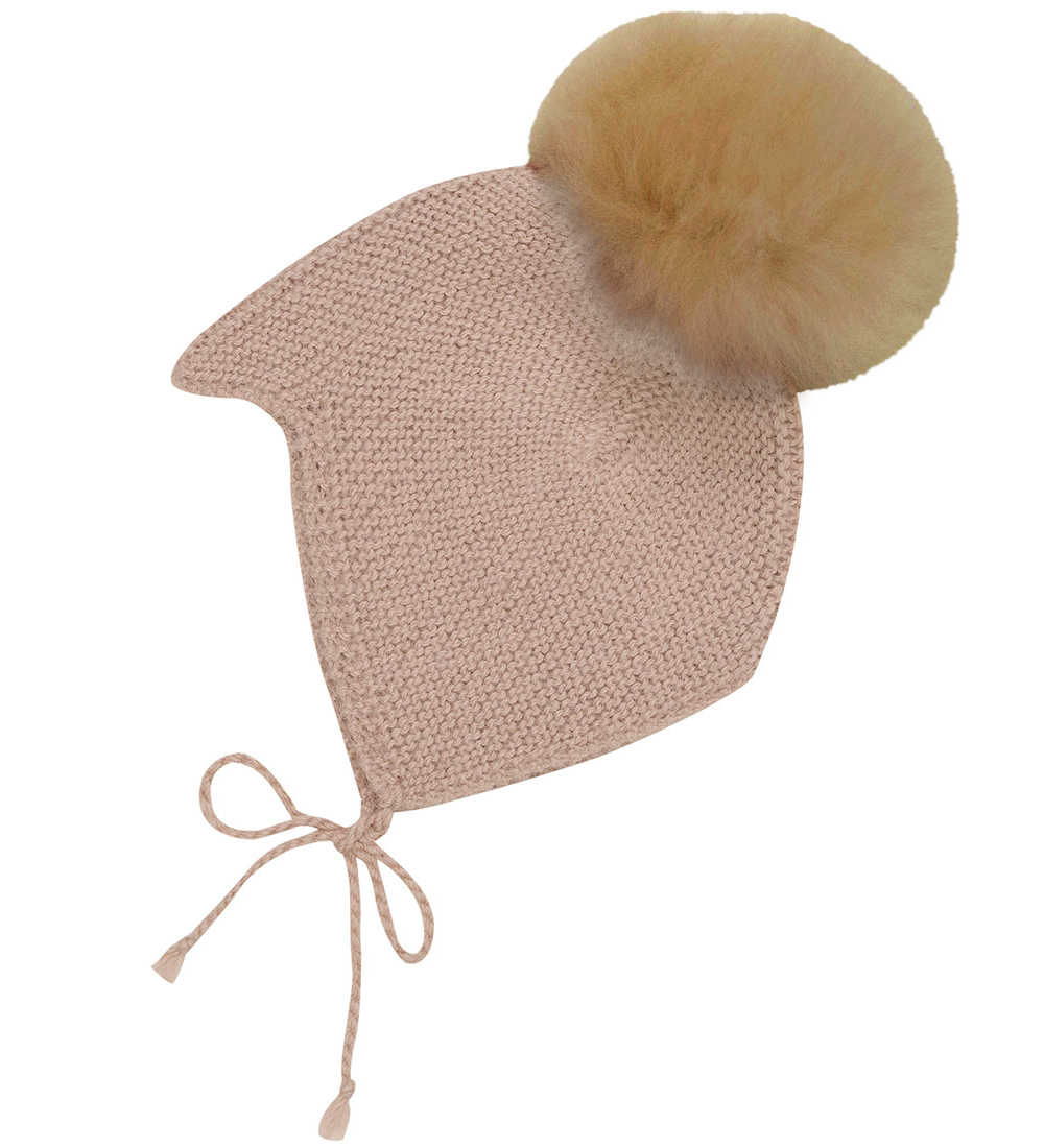 Huttelihut Ungbarnahúfa M. dúsk - Ull - Prjónað - Mahogany Rose