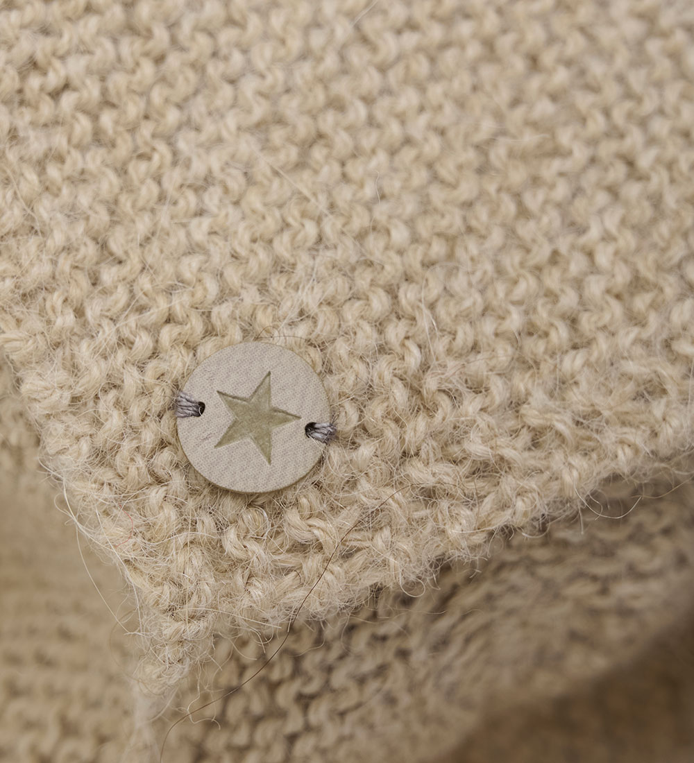 Huttelihut Baby Hat w. Pom-Pom - Wool - Knitted - Camel Melange