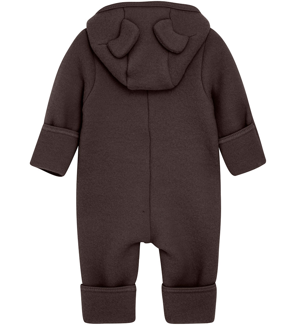Huttelihut Pramsuit - Wool fleece - Raisin w. Ears
