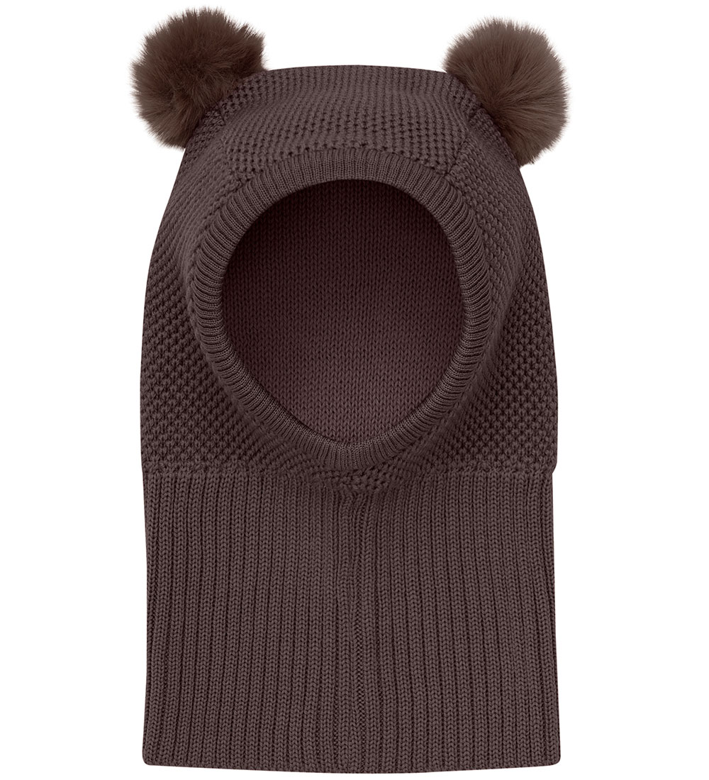 Huttelihut Balaclava - Wool/Cotton - Knitted - 2-layer - Raisin