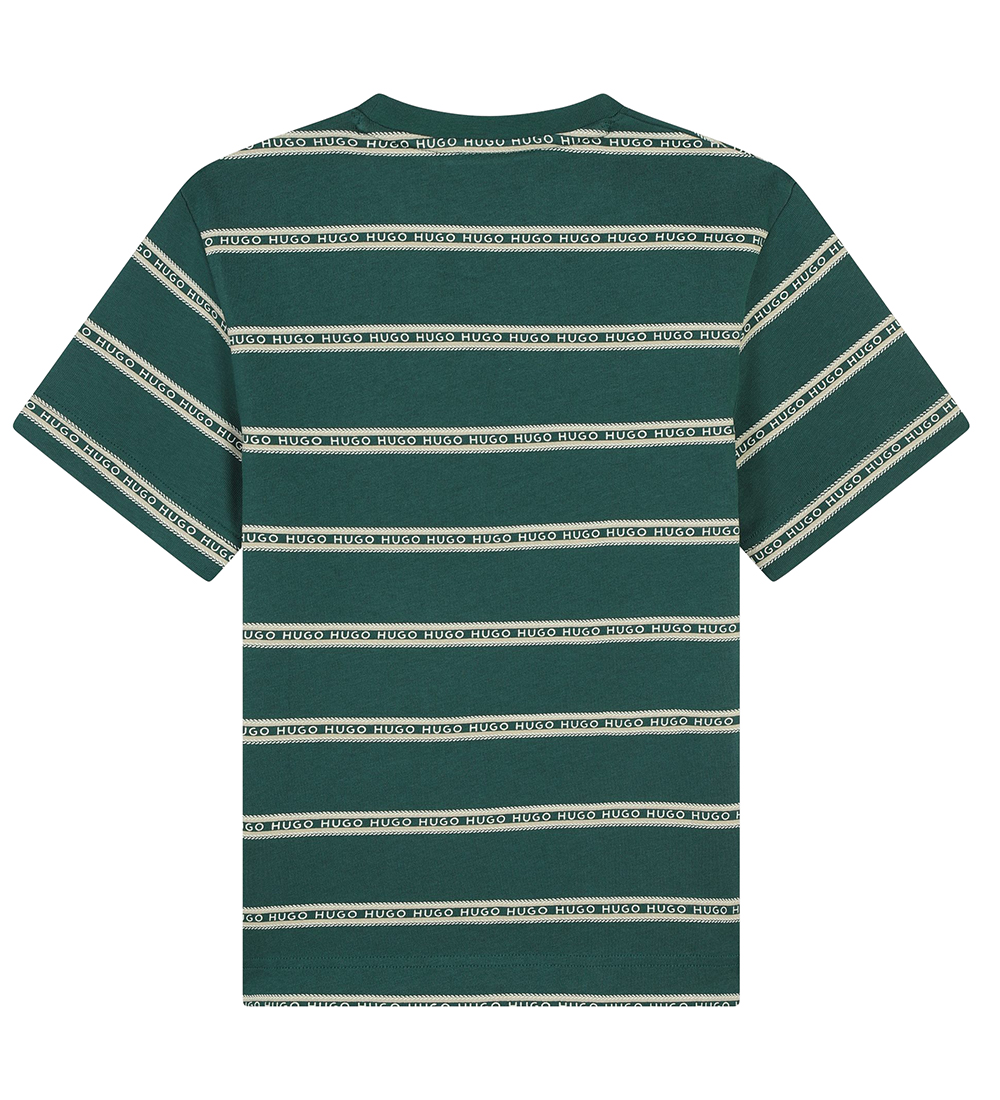 HUGO T-shirt - Green Stone/Beigerandig