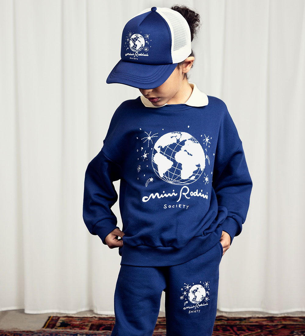 Mini Rodini Joggingbuxur - Samfélag Emb - Blár