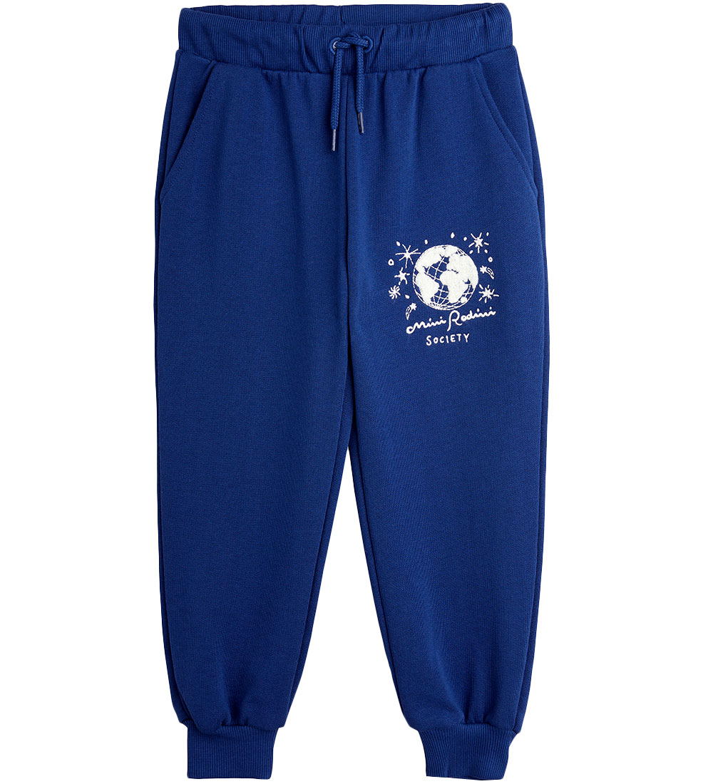 Mini Rodini Joggingbuxur - Samfélag Emb - Blár
