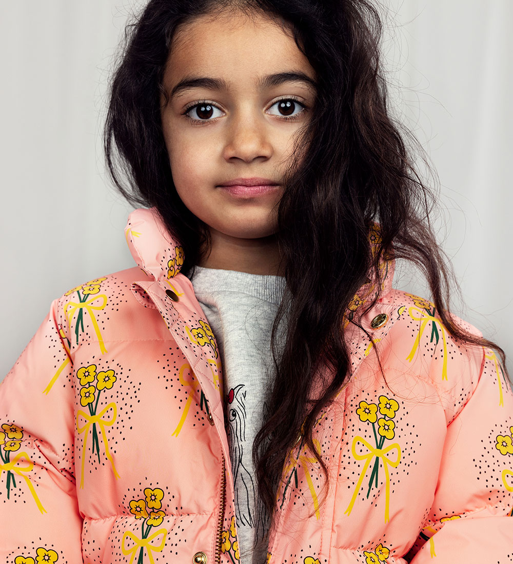 Mini Rodini Steppjacke - City - Winter Flowers Aop - Pink