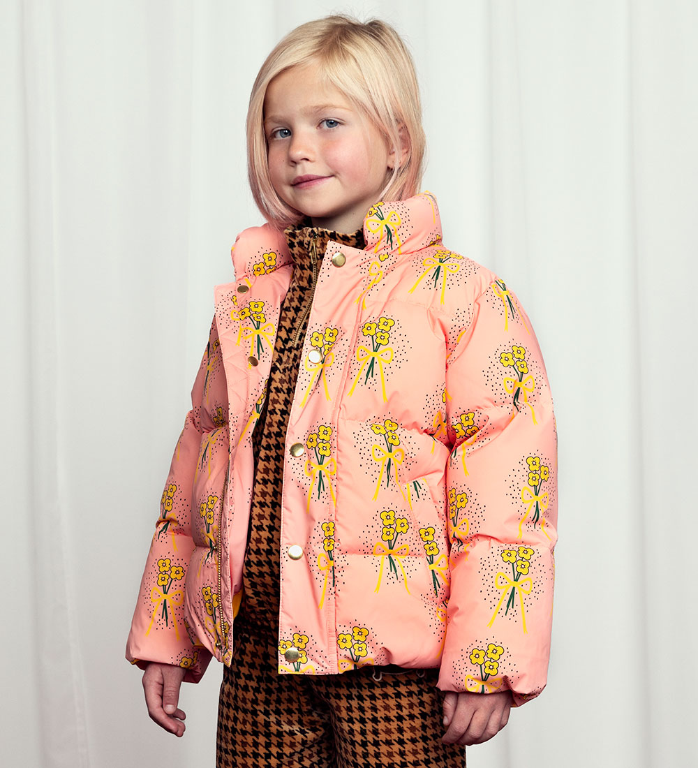 Mini Rodini Steppjacke - City - Winter Flowers Aop - Pink
