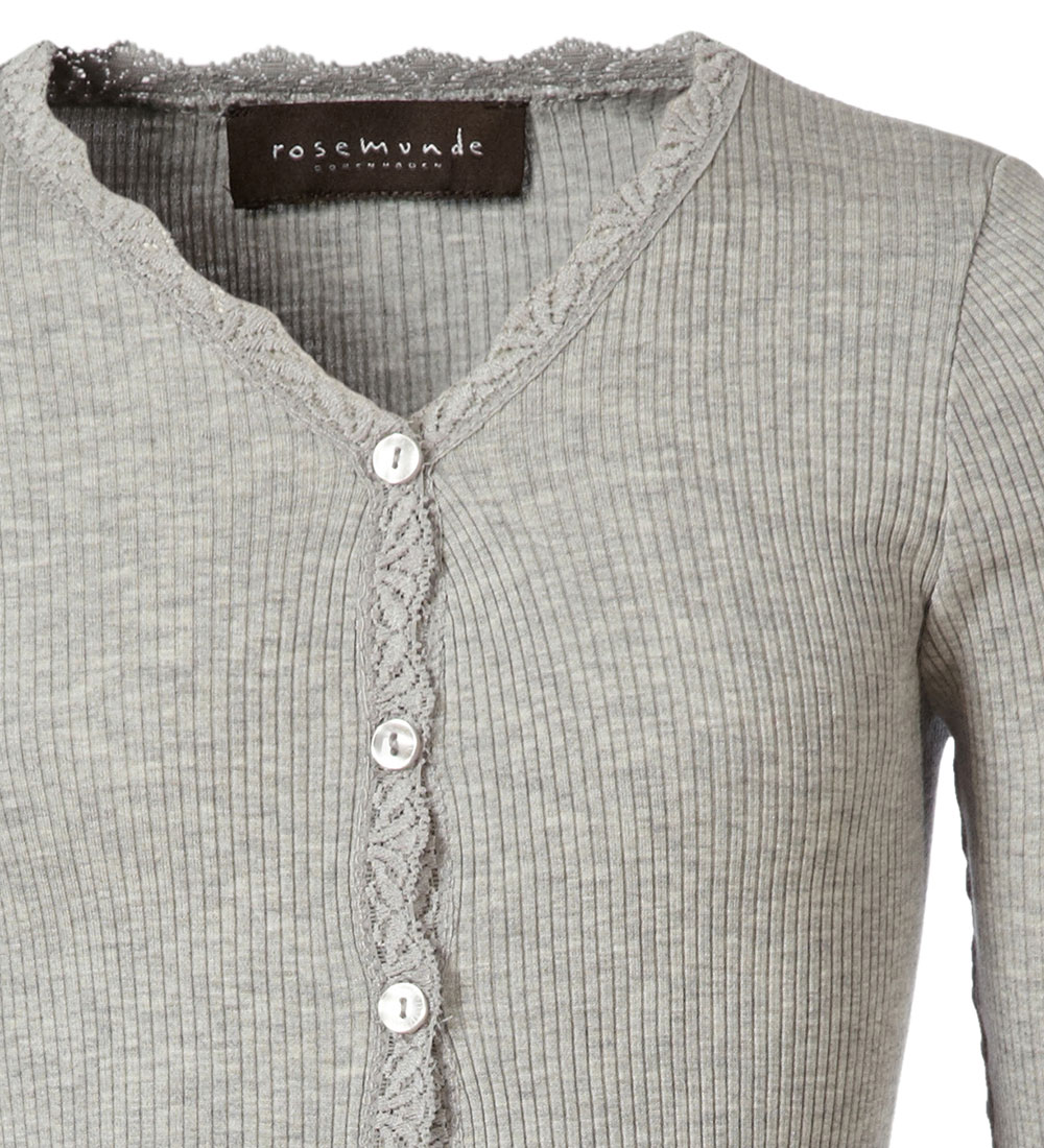 Rosemunde Cardigan - Zijde/Katoen - Rib - Light Grey Melange