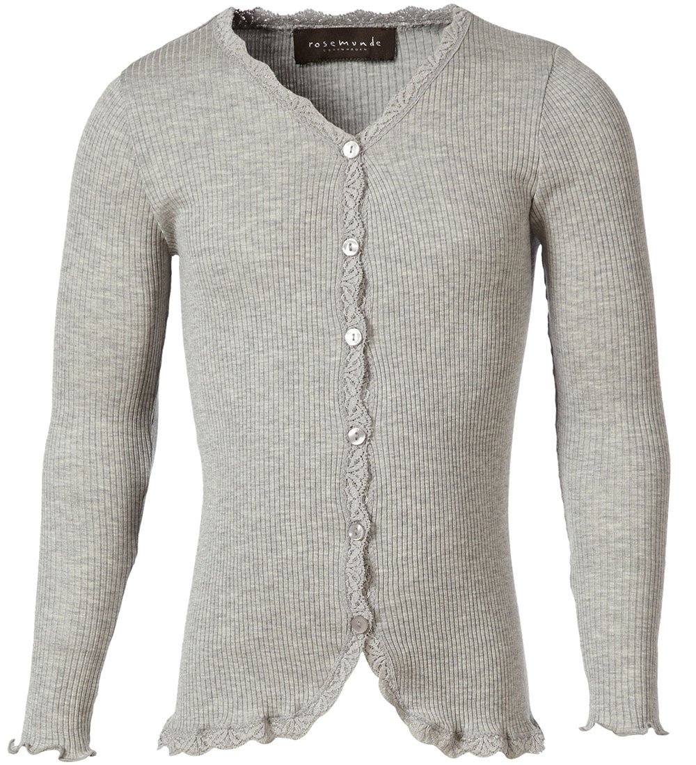 Rosemunde Cardigan - Zijde/Katoen - Rib - Light Grey Melange