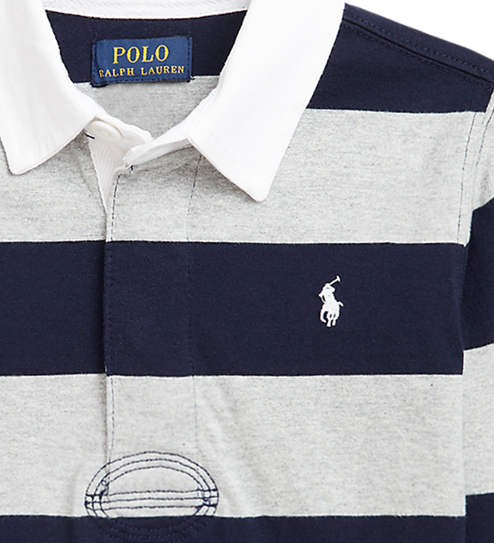 Polo Polo Ralph Lauren - Rugby - Gris Chiné/Noir à Rayures