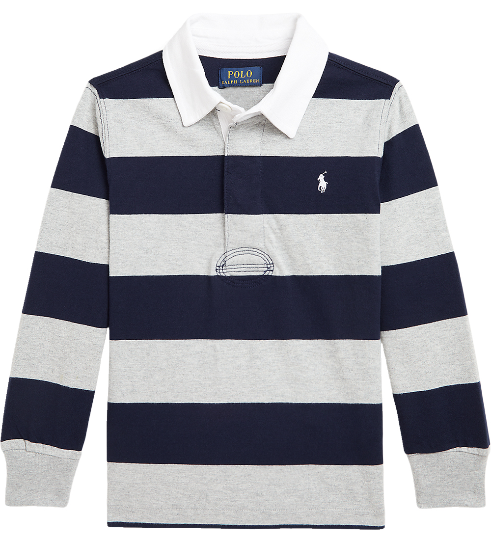 Polo Polo Ralph Lauren - Rugby - Gris Chiné/Noir à Rayures
