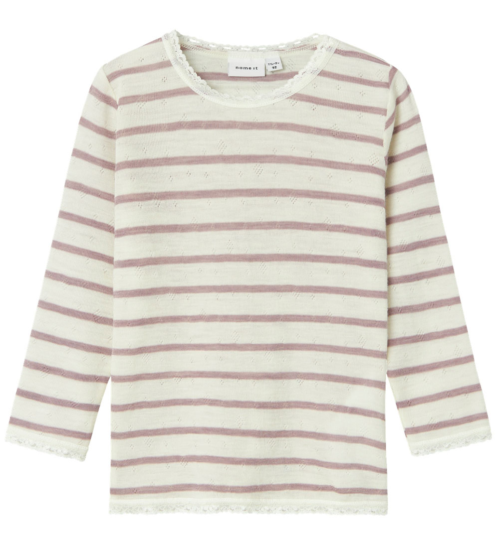 Name It Blouse - Wool - NmfWang - Snow White/Purple Dove