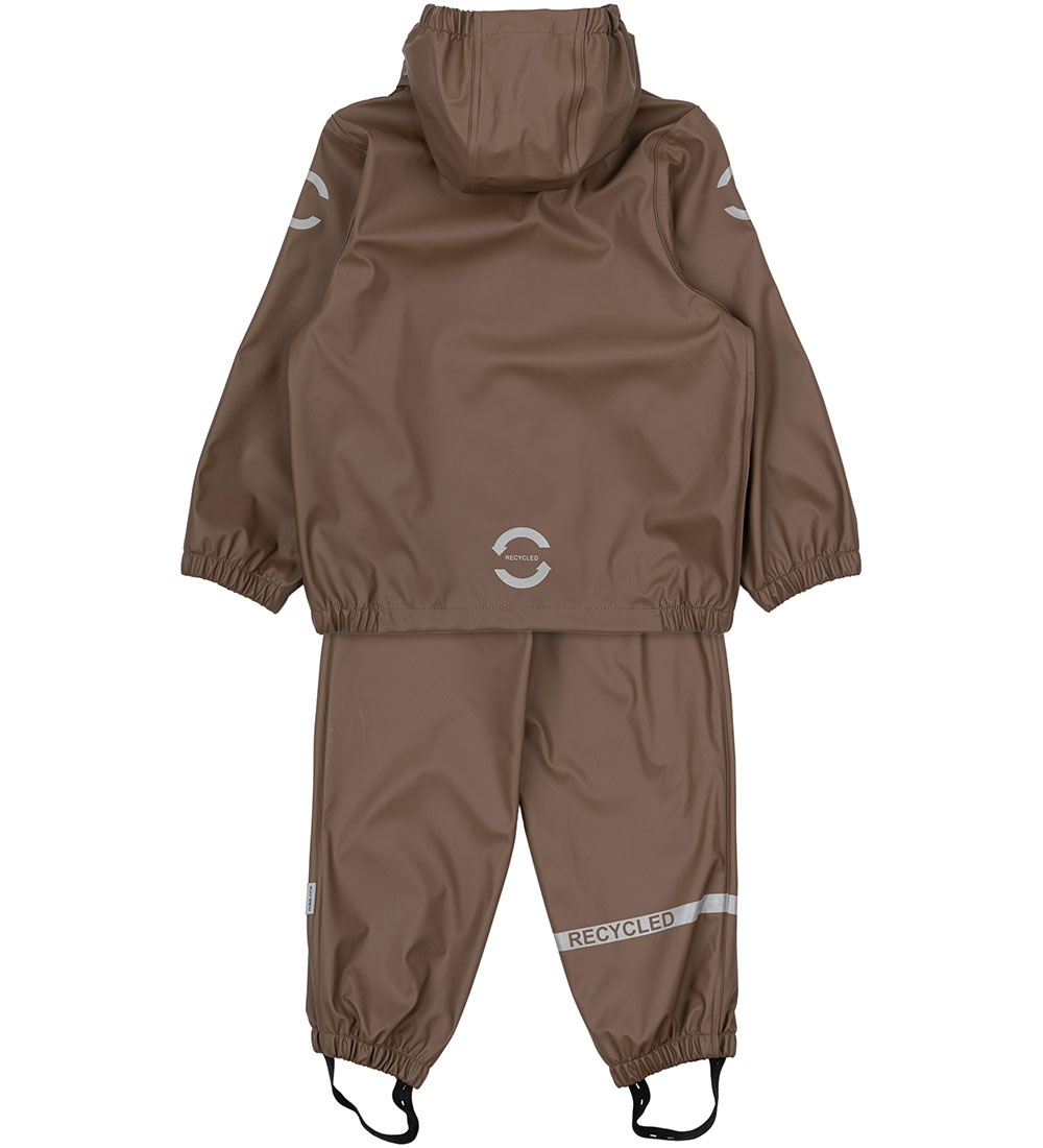 Mikk-Line Rainwear w. Suspenders - PU - Recycled - Chocolate Chi