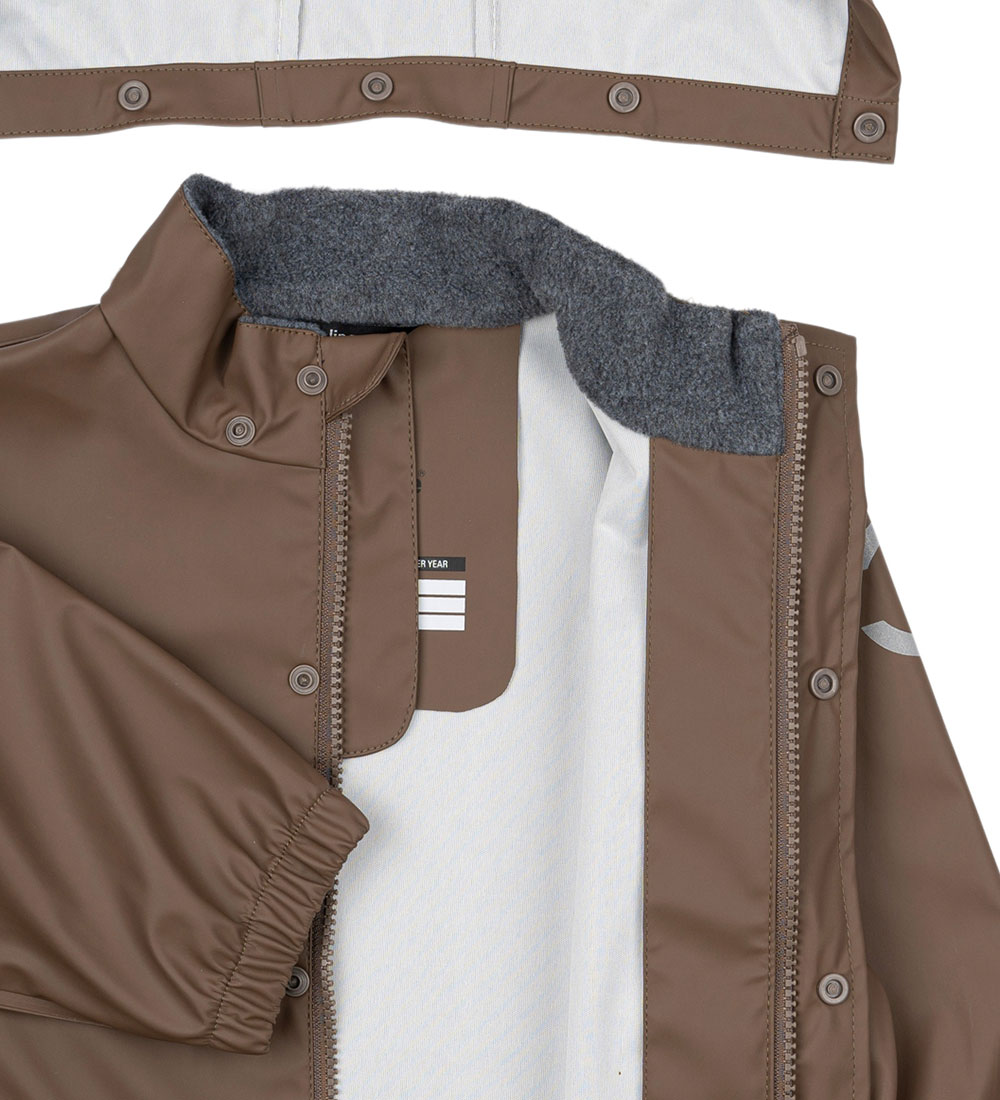 Mikk-Line Rainwear w. Suspenders - PU - Recycled - Chocolate Chi