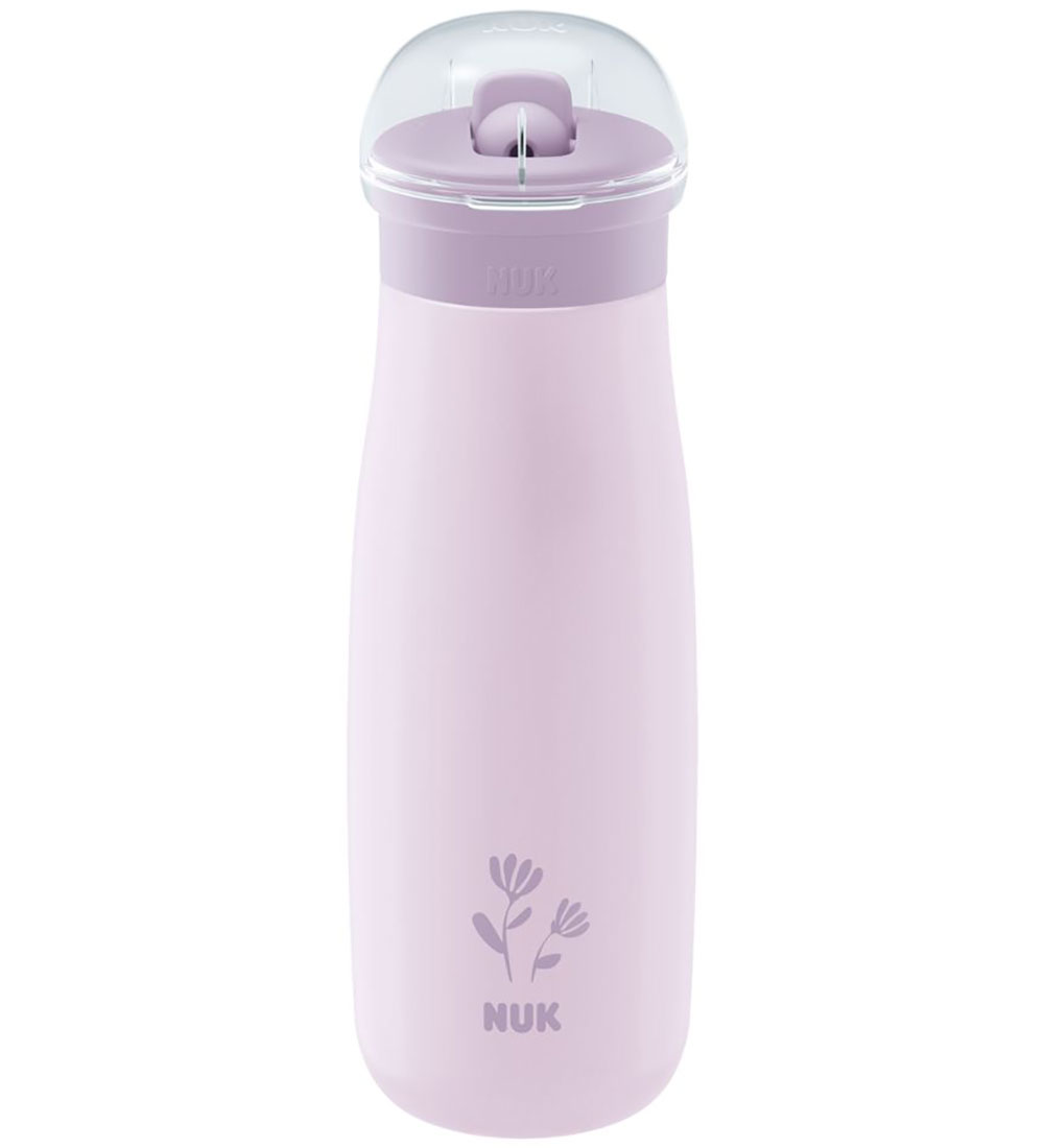 Nuk Water Bottle w. Straws - Mini-Me Flip - 500 mL - Steel - Flo