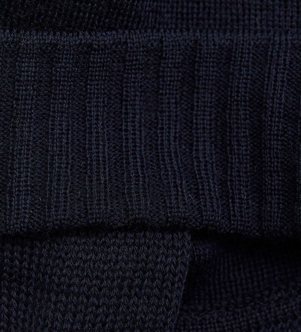 Huttelihut Beanie w. Earflaps - Knitted - Wool - Dark Navy w. Po
