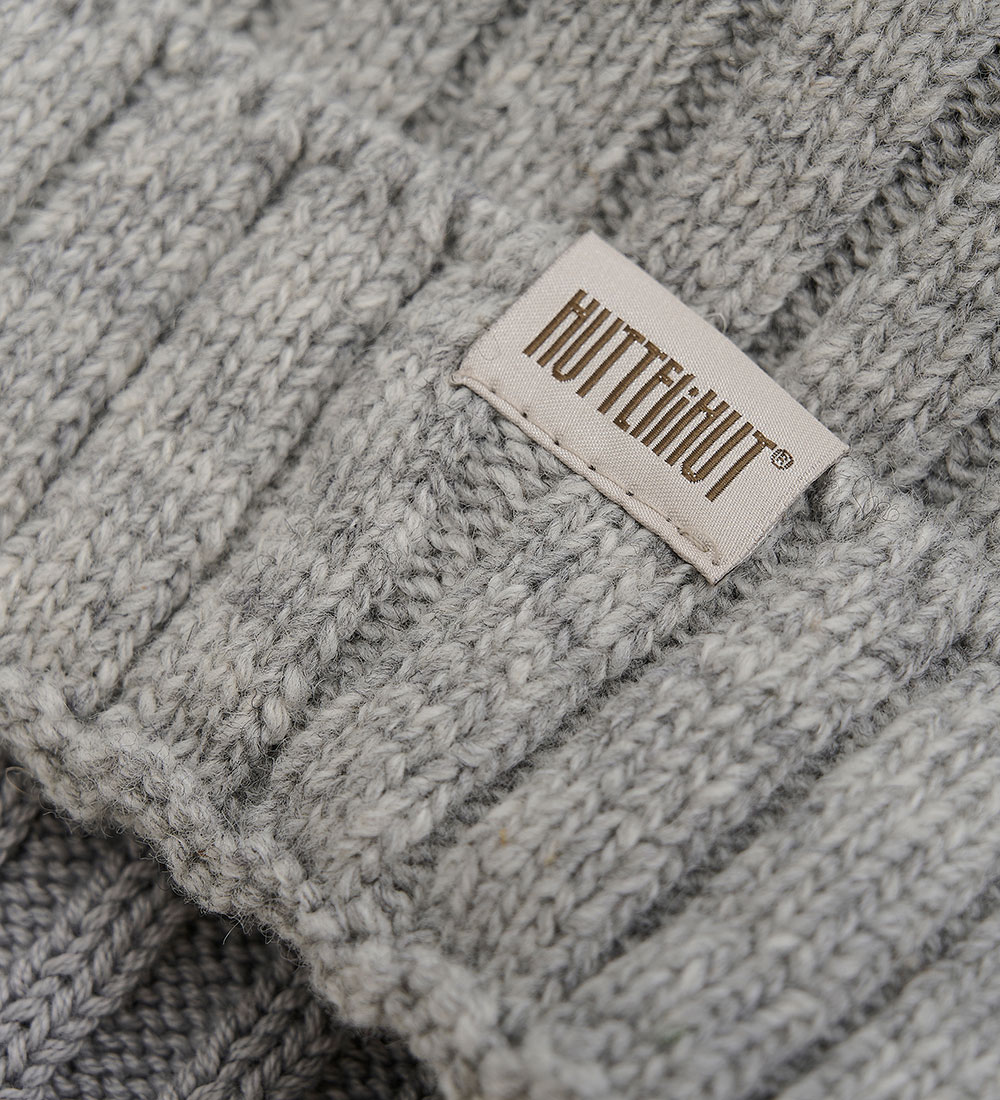 Huttelihut Beanie - Wool/Cotton - Knitted - Medium+ Grey Melange
