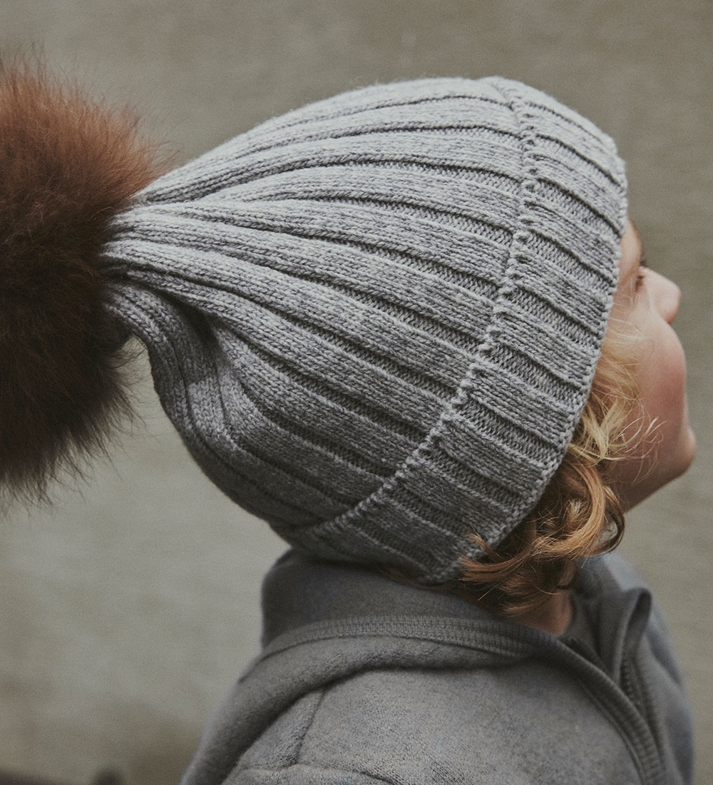 Huttelihut Beanie - Wool/Cotton - Knitted - Medium+ Grey Melange