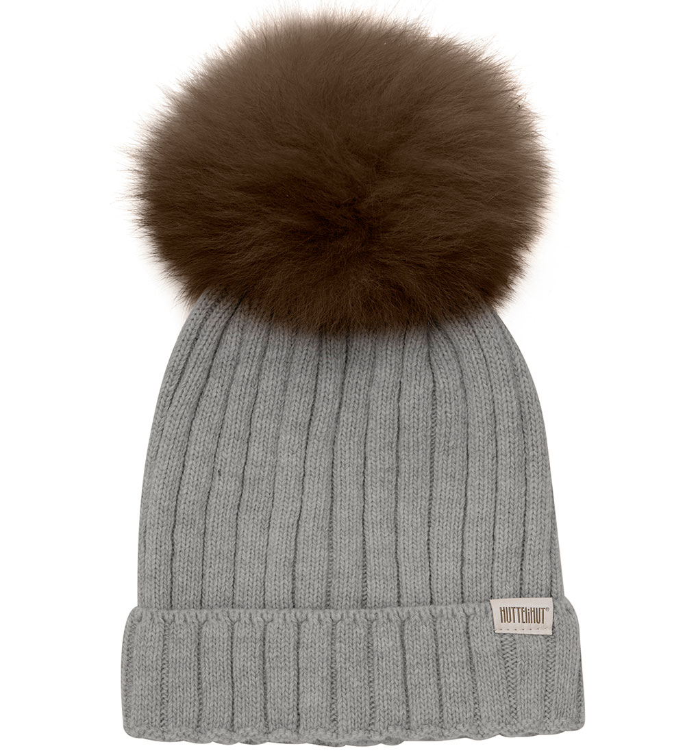 Huttelihut Beanie - Wool/Cotton - Knitted - Medium+ Grey Melange