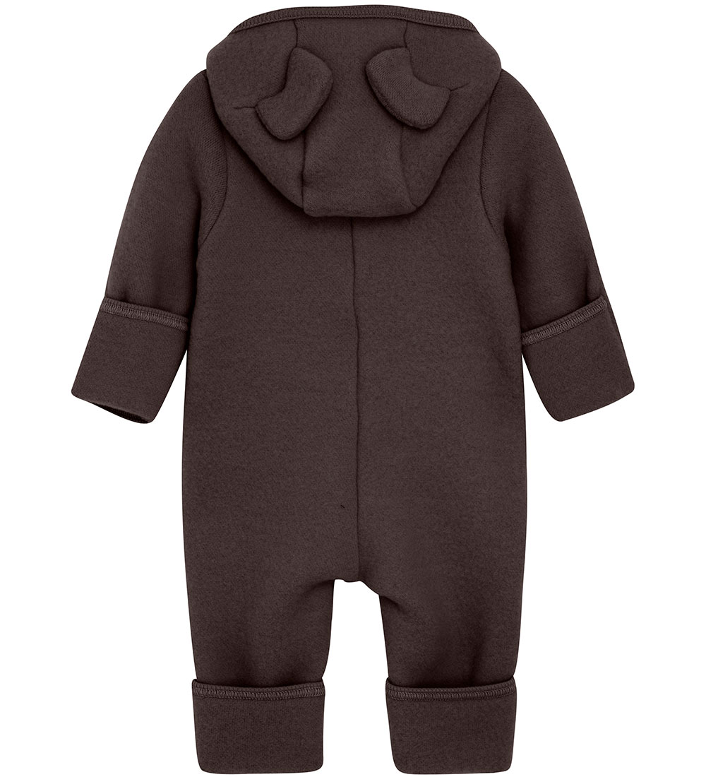 Huttelihut Pramsuit - Wool fleece - Raisin w. Ears