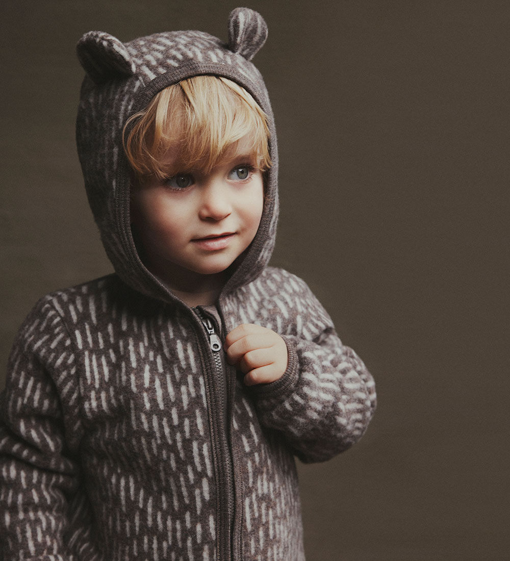Huttelihut Pramsuit - Wool fleece - Morel w. Ears