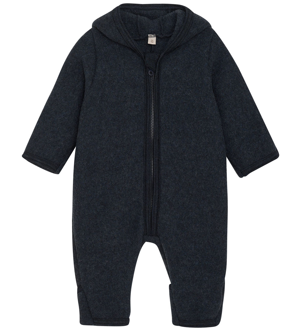 Huttelihut Pramsuit - Wool fleece - Navy w. Ears