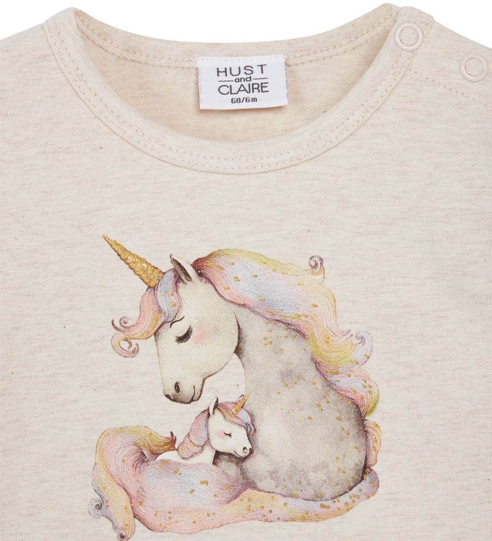 Hust and Claire Bodysuit L/æ - Bri - Wheat Melange w. Glitter