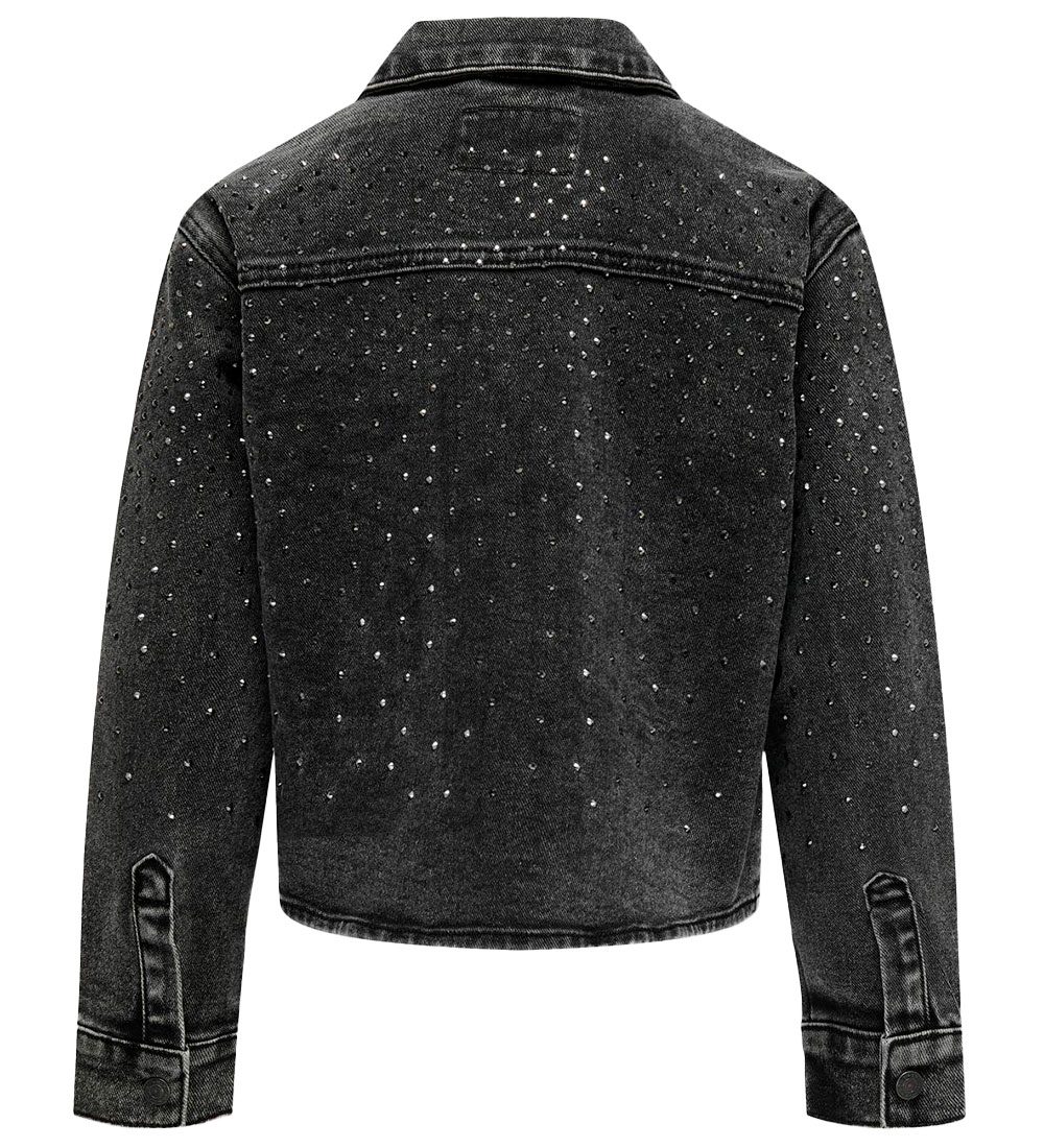 Kids Only Denim Jacket - KogCassie - Washed Black/Rhinestone