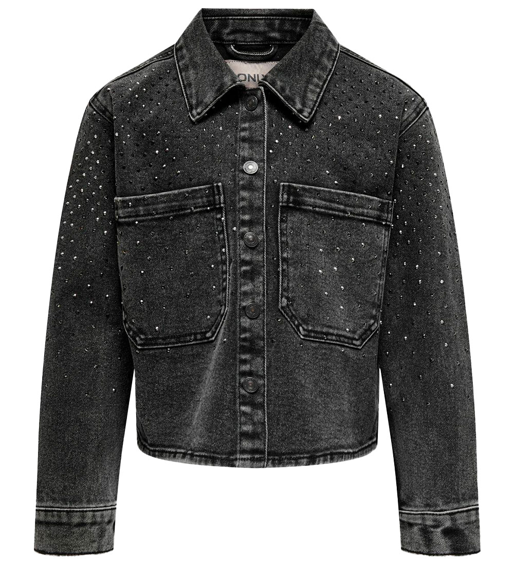 Kids Only Denim Jacket - KogCassie - Washed Black/Rhinestone