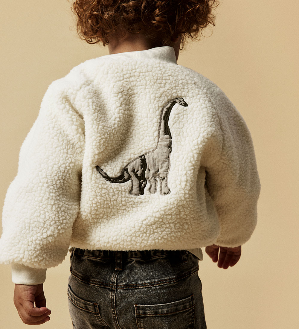 Lil' Atelier Flísjakki - NmnLajo - Kókosmjólk/Dino