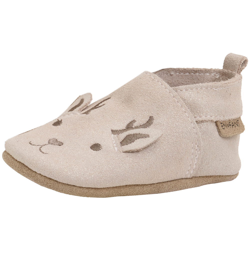En Fant Leder-Krabbelschuhe - Brüniertes Flieder m. Glitzer