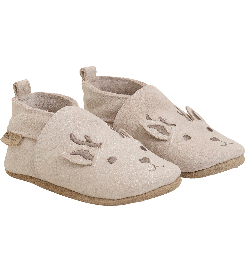 En Fant Leder-Krabbelschuhe - Brüniertes Flieder m. Glitzer