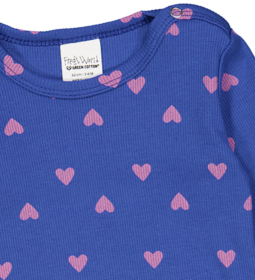 Freds World Bodysuit L/æ - Rib - Heart - Star Blue/Pink Haze