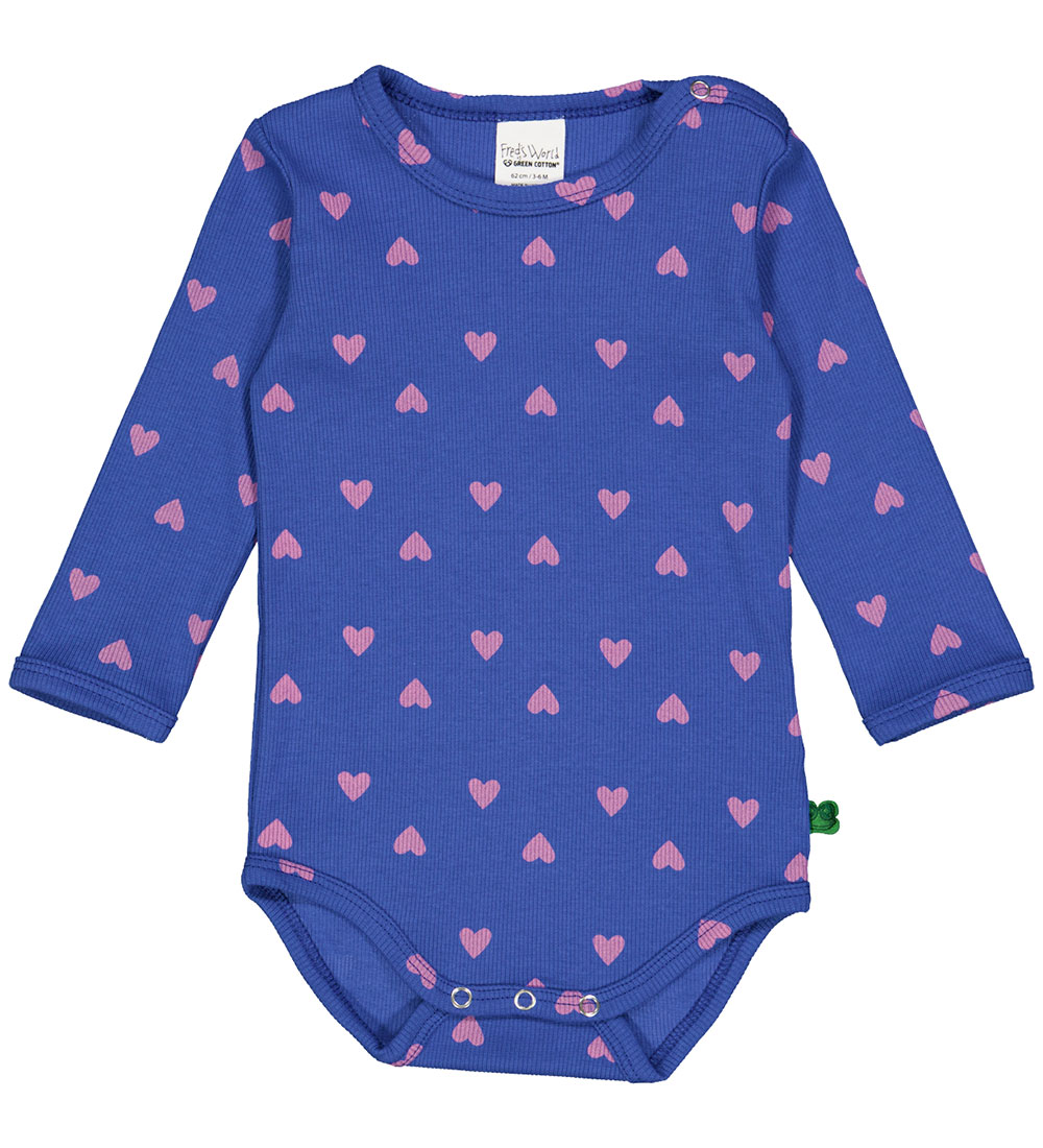 Freds World Bodysuit L/æ - Rib - Heart - Star Blue/Pink Haze