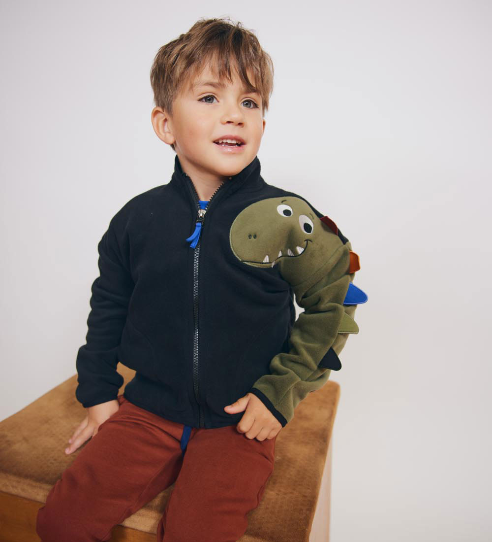Freds World Fleece Jacket - Black w. Dino