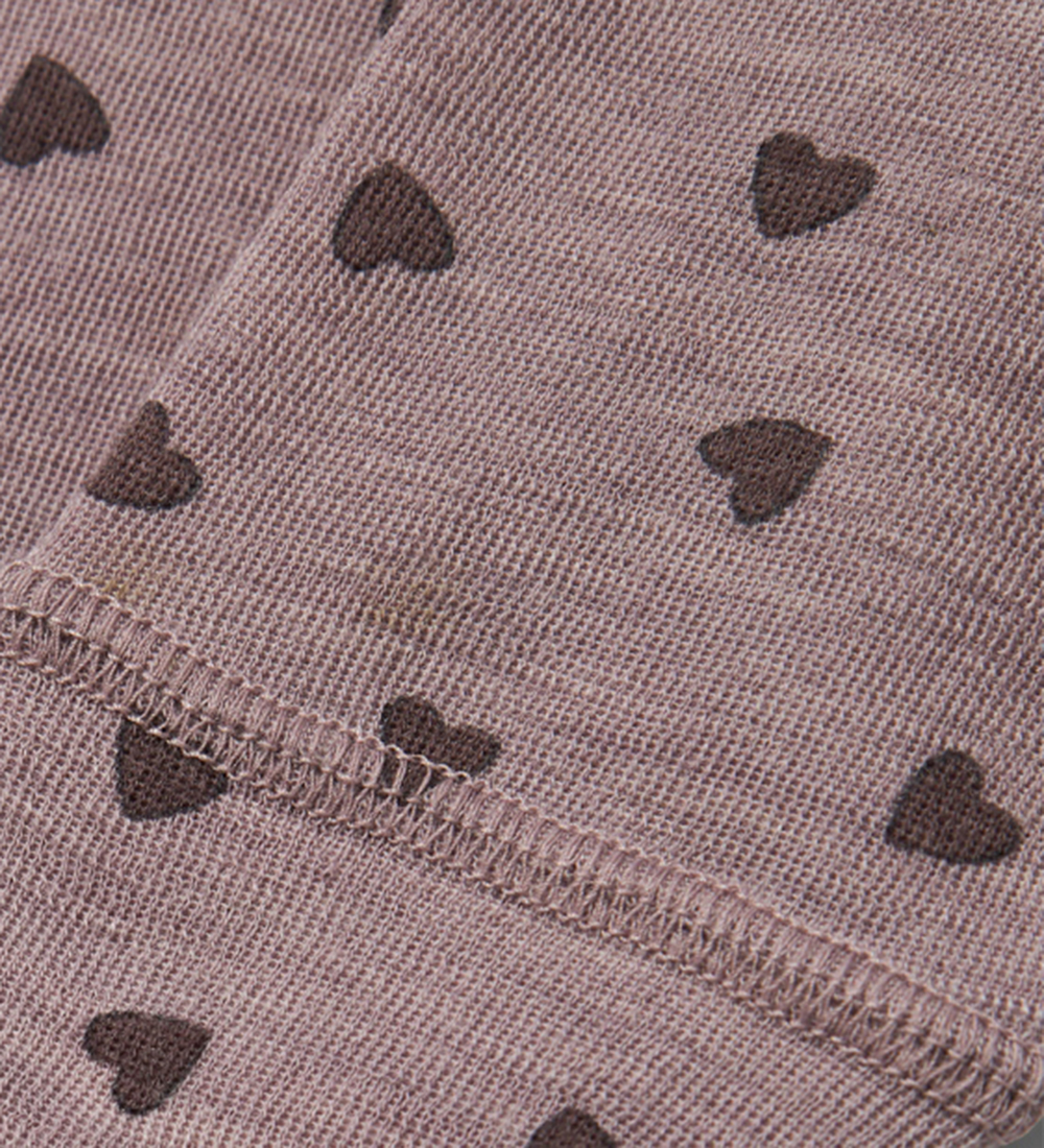 Name It Leggings - Wool - NbfWang - Purple Dove w. Hearts