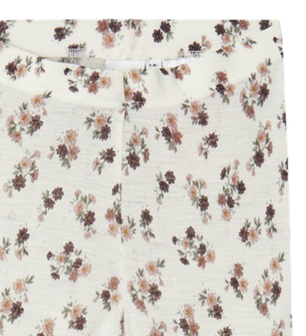 Name It Leggings - Wool - NkfWang - Snow White w. Pointelle