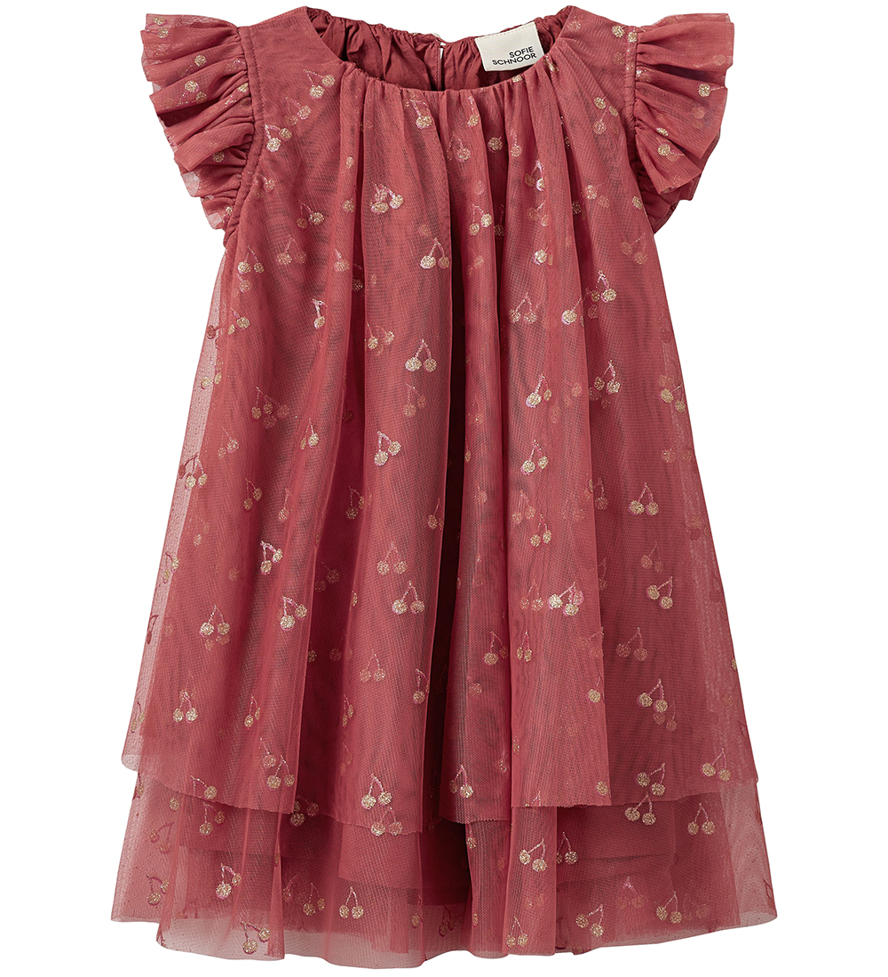 Sofie Schnoor Dress - Coral Pink w. Cherry/Glitter